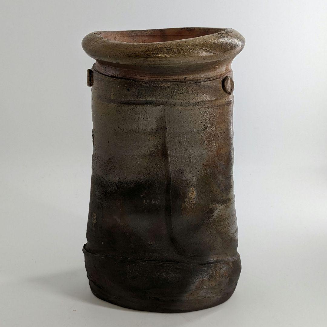 乗松俊行 備前焼 擂座花入 共箱合布栞 花瓶 花生 花器 フラワーベース 工芸品