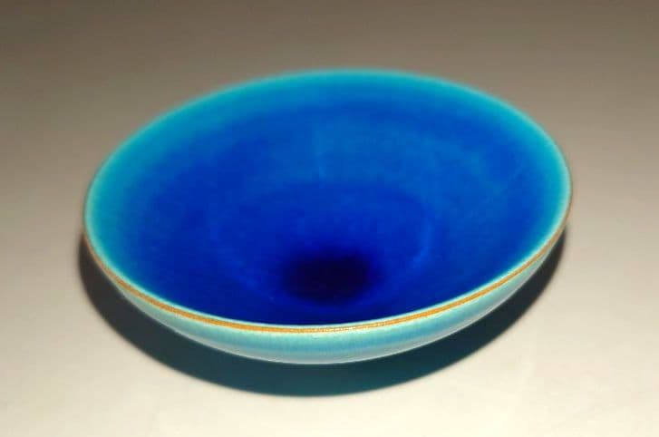 木村芳郎 碧釉 青釉 盃 酒器 ぐい呑猪口 共箱 伝統陶芸作家 骨董 美術芸 皿