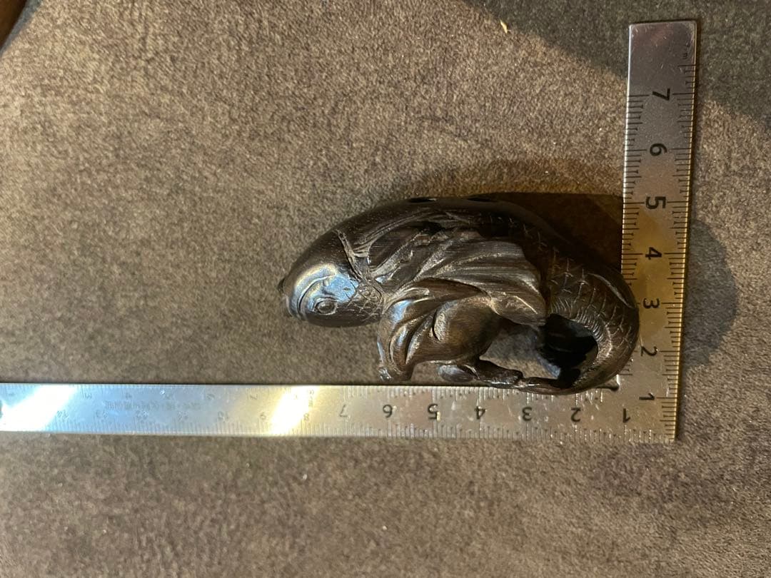 根付 鯉仙人 木製 無銘