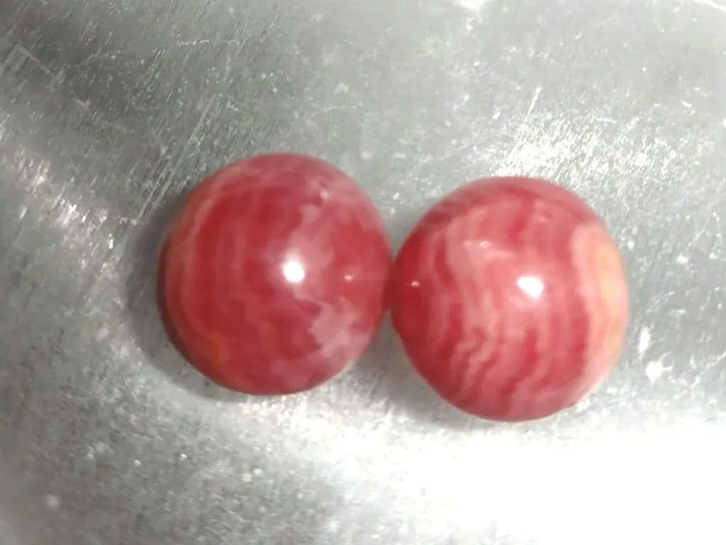 ✴️美品✴️天然インカローズ　ロードクロサイト　丸玉　ビーズ15㎜　２個セット