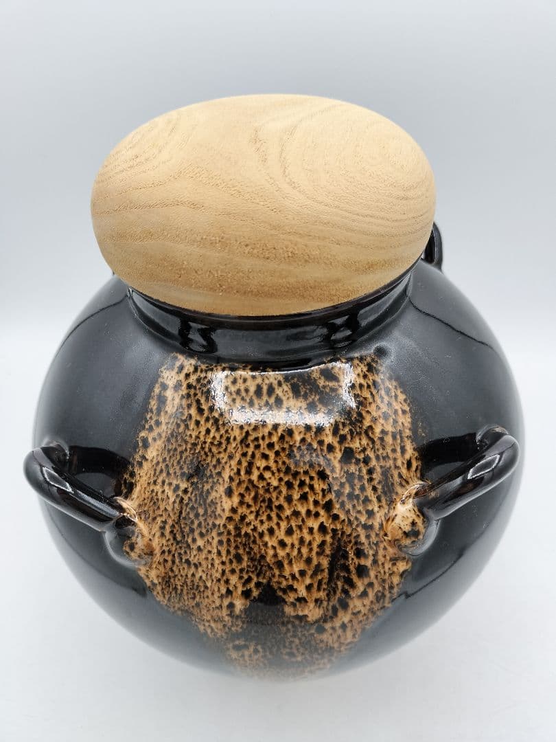 c883 茶壺　飾り壺 梅花金襴手 萬代草山 木箱 茶道具 古物