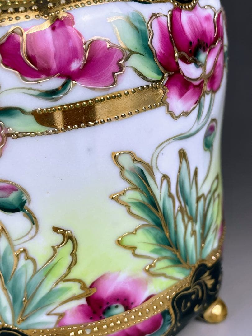 【希少】オールドノリタケ ２０cm ポピー紋 ビスケットジャー メープルリーフ