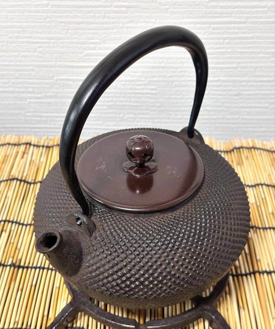 未使用品　龍敏堂造　袋鉉　飾摘銅蓋　南部鉄瓶　南部鉄器　調理器具