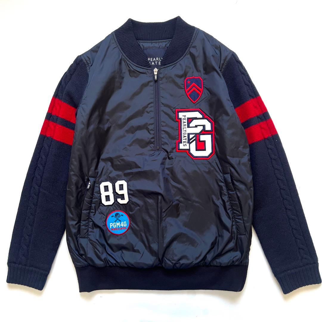 Pearly gates パーリーゲイツ　ニット×ナイロン　中綿入り　ジャケット
