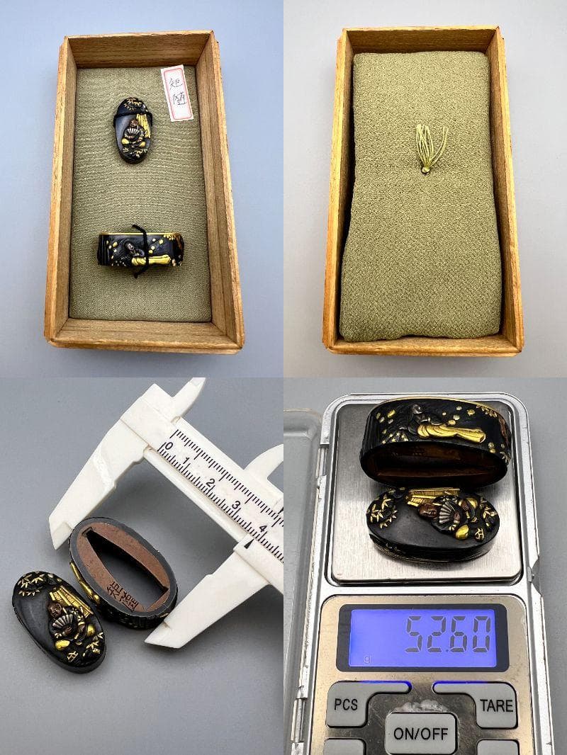 【海】江戸後期屈指名工！浜野矩随！『矩随』在銘 赤銅人物高彫金銀象嵌 縁頭 超絶