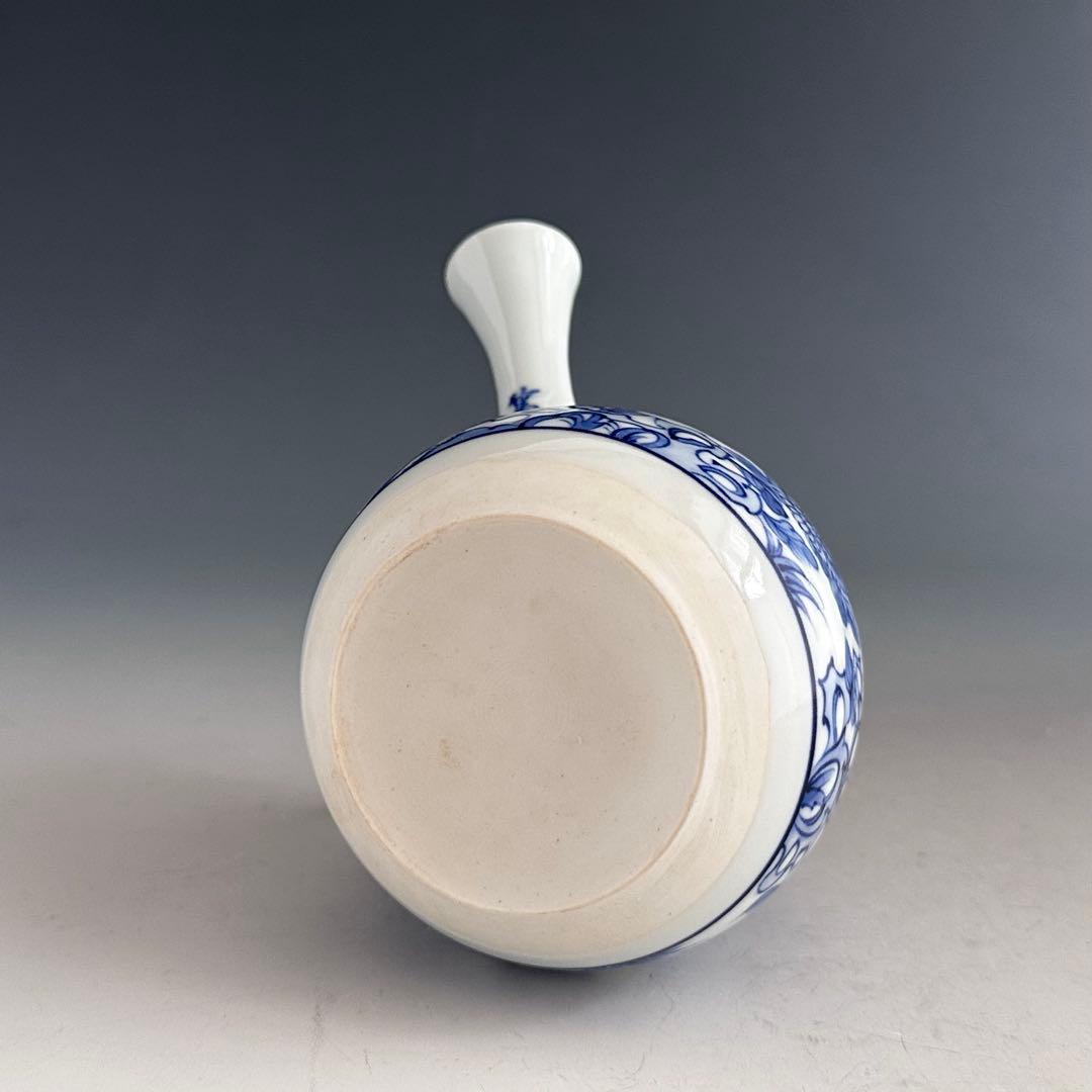 煎茶道具　染付　青華花弁瑞鳥紋　茶瓶　急須　三浦篤　二代三浦竹軒　共箱　茶器