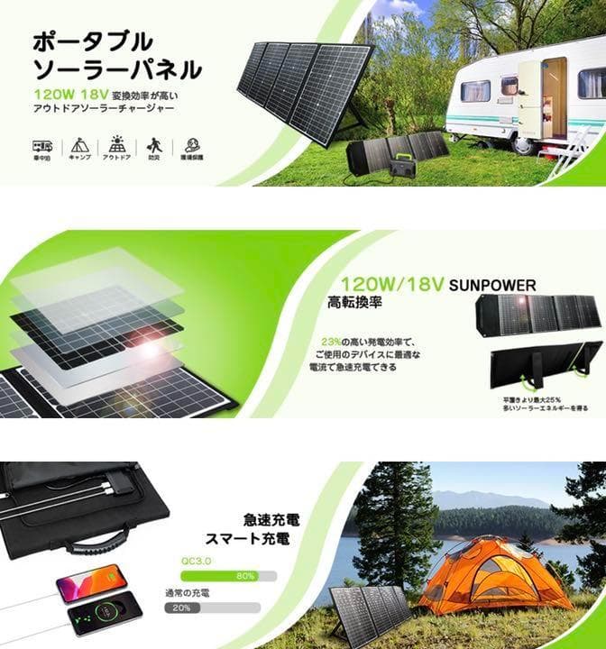 ❤120Wもの超高出力❣日常使用から非常時にも大活躍♪❤ソーラーパネル