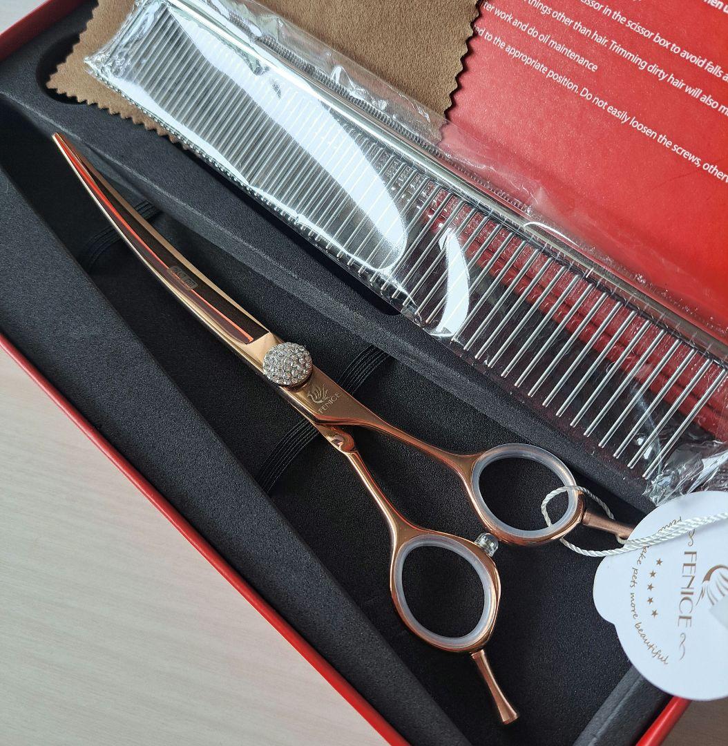 新品★フェニーチェ ★カーブシザー ギザ刄★7in シザーケース付き