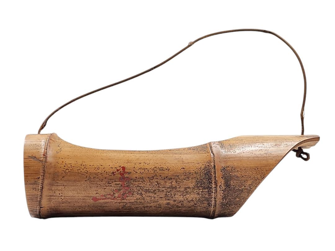 武者小路千家(官休庵)愈好斎箱書 元伯宗旦(千宗旦)朱漆直書 竹舟形 花入 桐箱