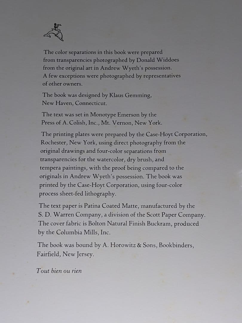 ワイエス画集　カーナー農場　リブロポート【中古ー非常によい】