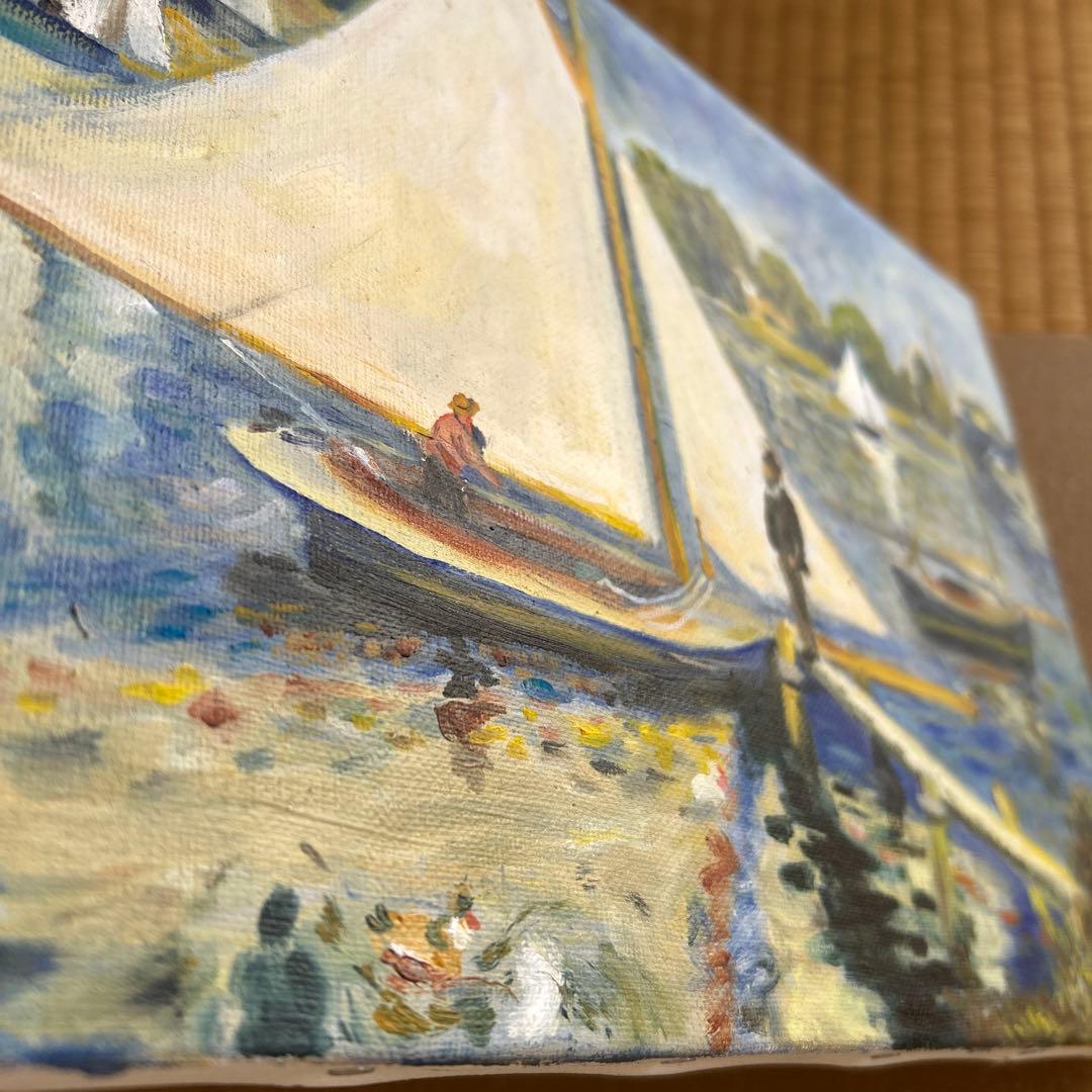 モネ　湖畔　ヨット　模写