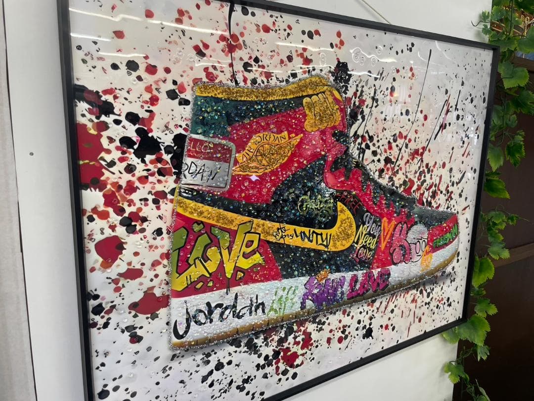水晶絵　NIKE　ナイキ　スニーカー　アートパネル　絵　絵画　額絵　額縁　アート