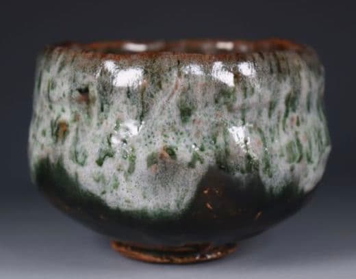 【 名工 大樋焼 】岩村与詞夫　飴釉茶碗　樂吉左衞門　佐々木昭楽