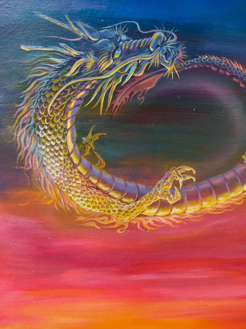 龍の絵 赤富士 開運画 原画 スピリチュアルアート SEISUI