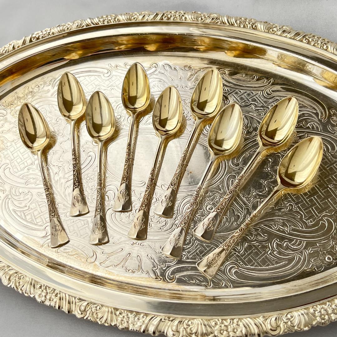 【ドイツ】モカスプーン 9本【純銀】 10.5cm