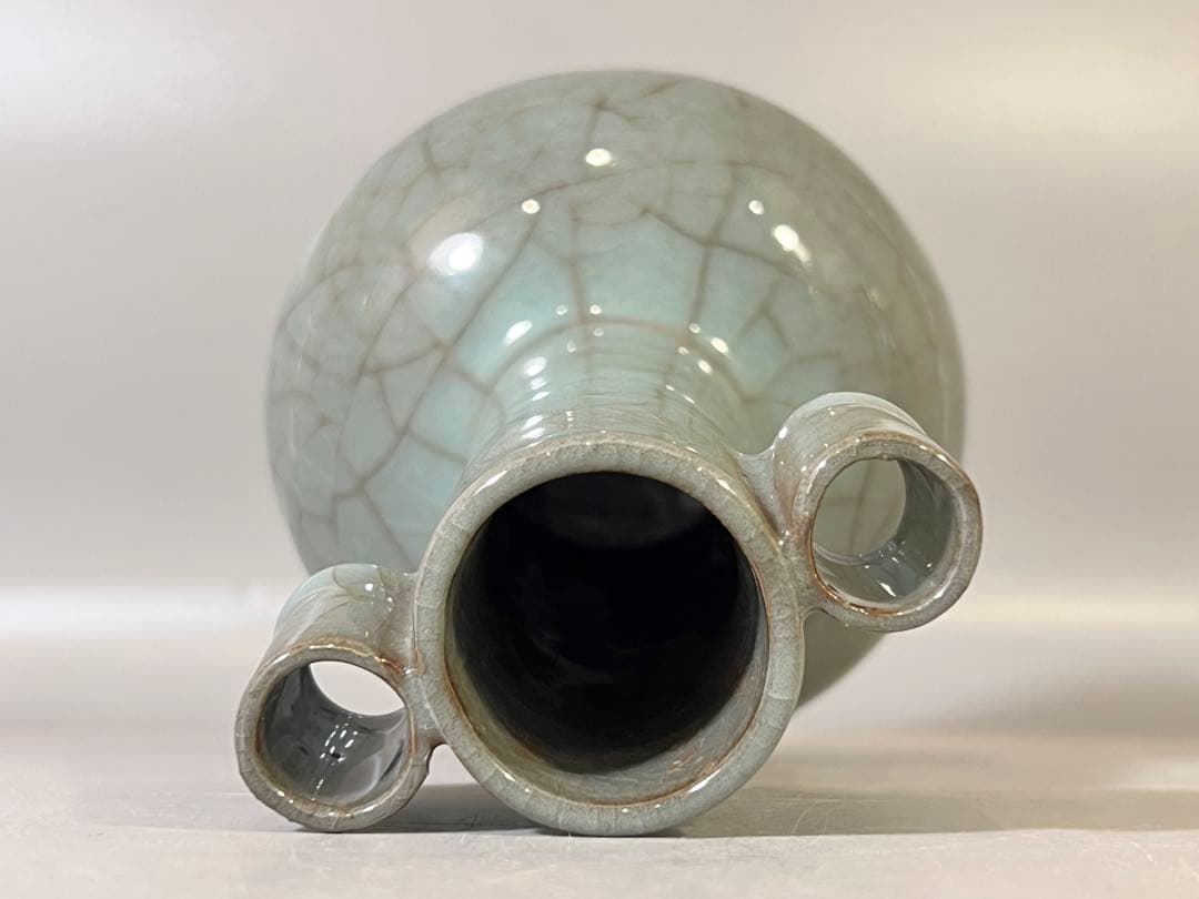 DT647 中国 青磁 管耳 瓶 茶道具伝来