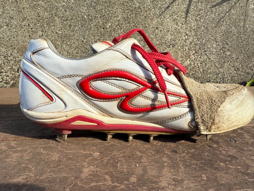 ビモロスパイク　ローカット　野球　白×赤　26.5cm