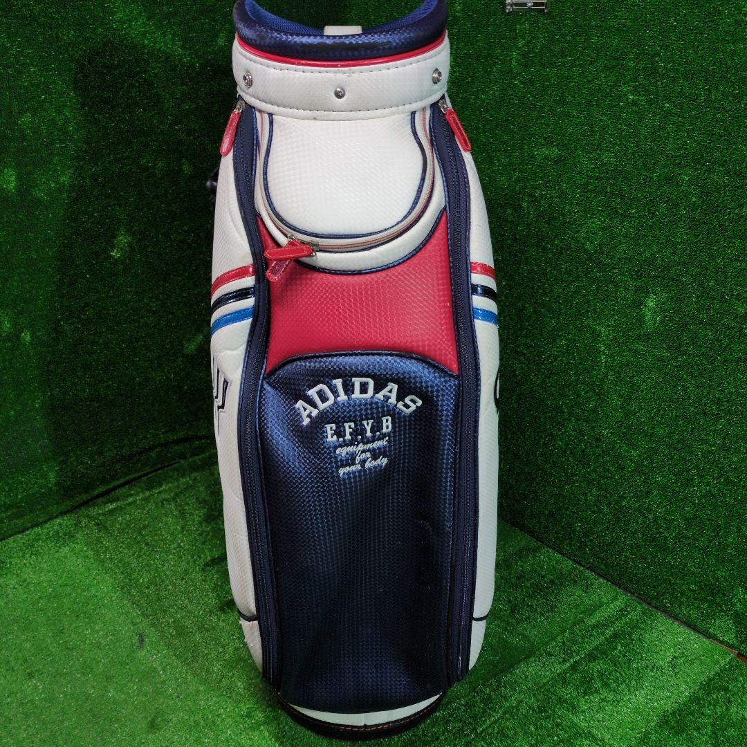 adidas ゴルフキャディバッグ オシャレなトリコロールカラー　フードカバー付