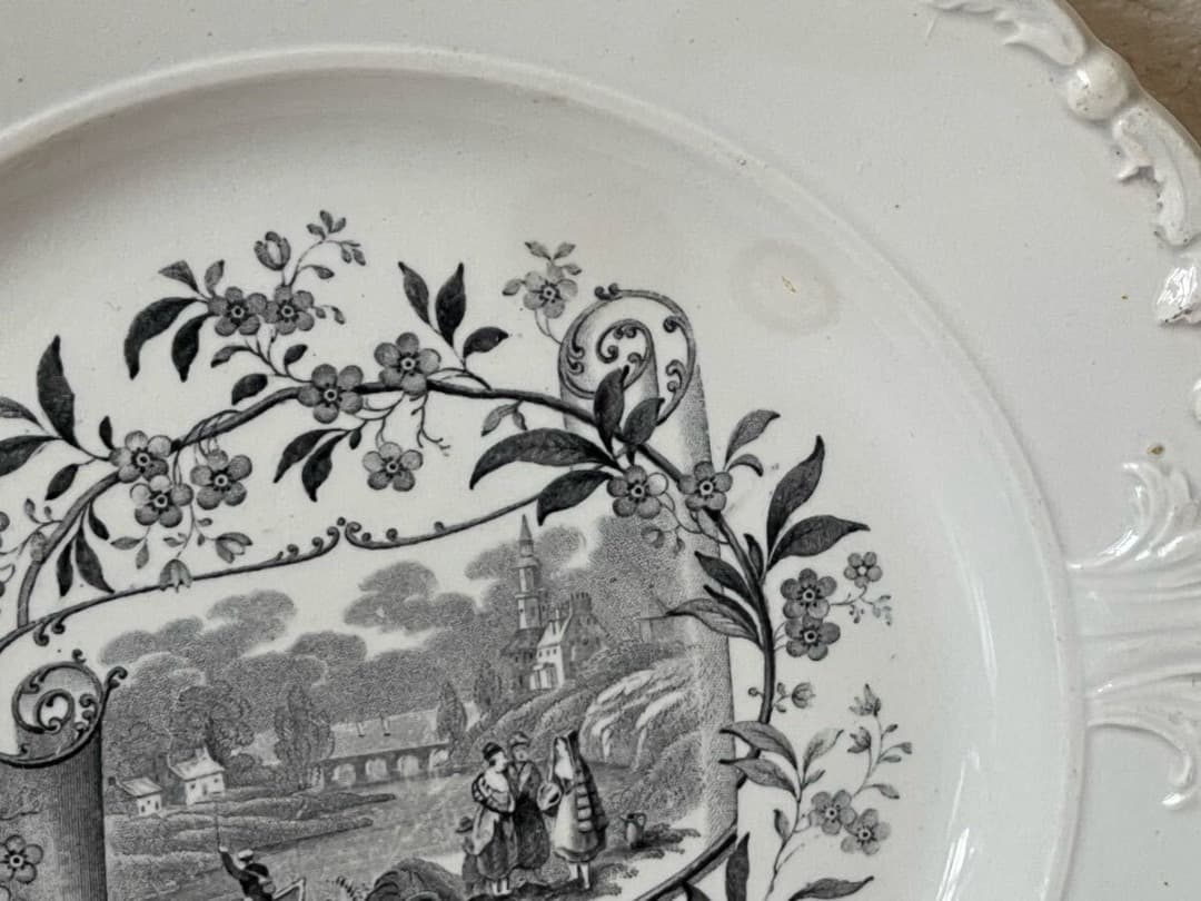 フランス アンティーク ボルドー窯 David JOHONSTON グリザイユ