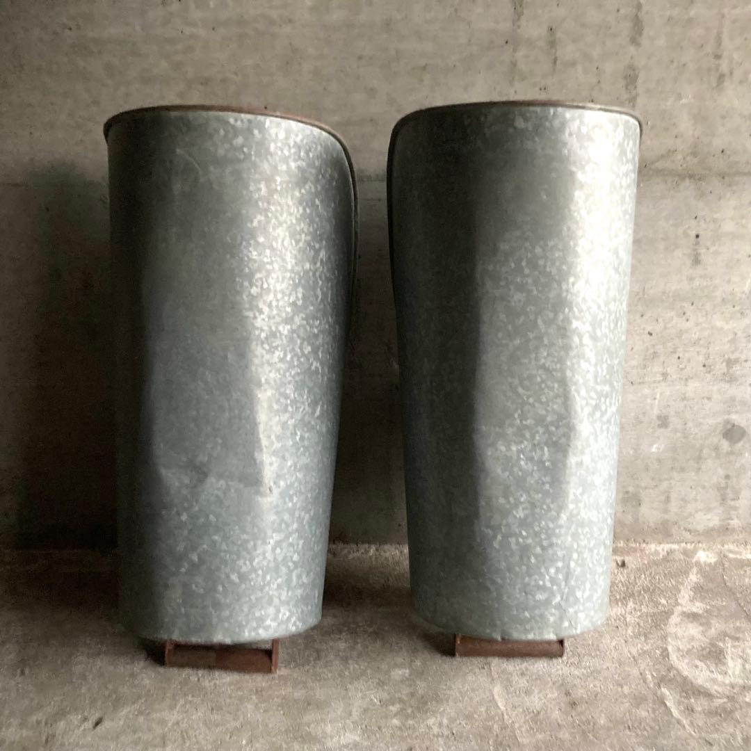 バケツ スコップ 穀物 藁 ブリキ 金属 2点 農具 古道具 シャビー レトロ