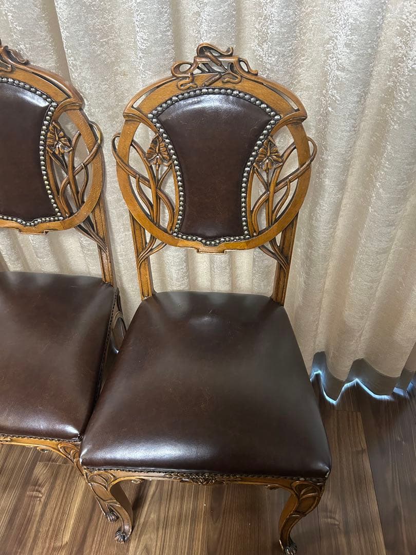 Medea アールヌーボー風 木製椅子 ブラウン4脚