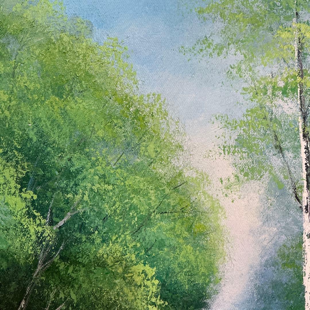 絵画・額縁・油絵・林道夫・渓流・F6号・美術品・インテリア・雑貨