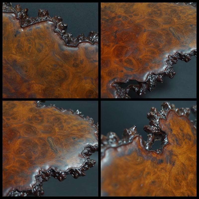 名匠 宮脇一人作 唐木カリン花梨 玉杢 葡萄杢 敷板 花台 煎茶敷板 盆景台