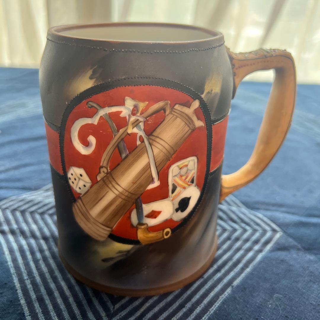 オールドノリタケ✴︎ビア、マグトランプ柄