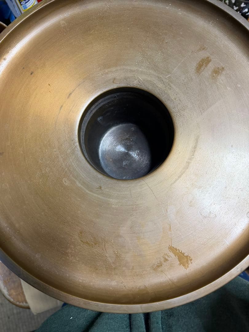 高岡銅器　米田陵山　薄端　楼閣山水図　龍耳獣足　ビンテージ