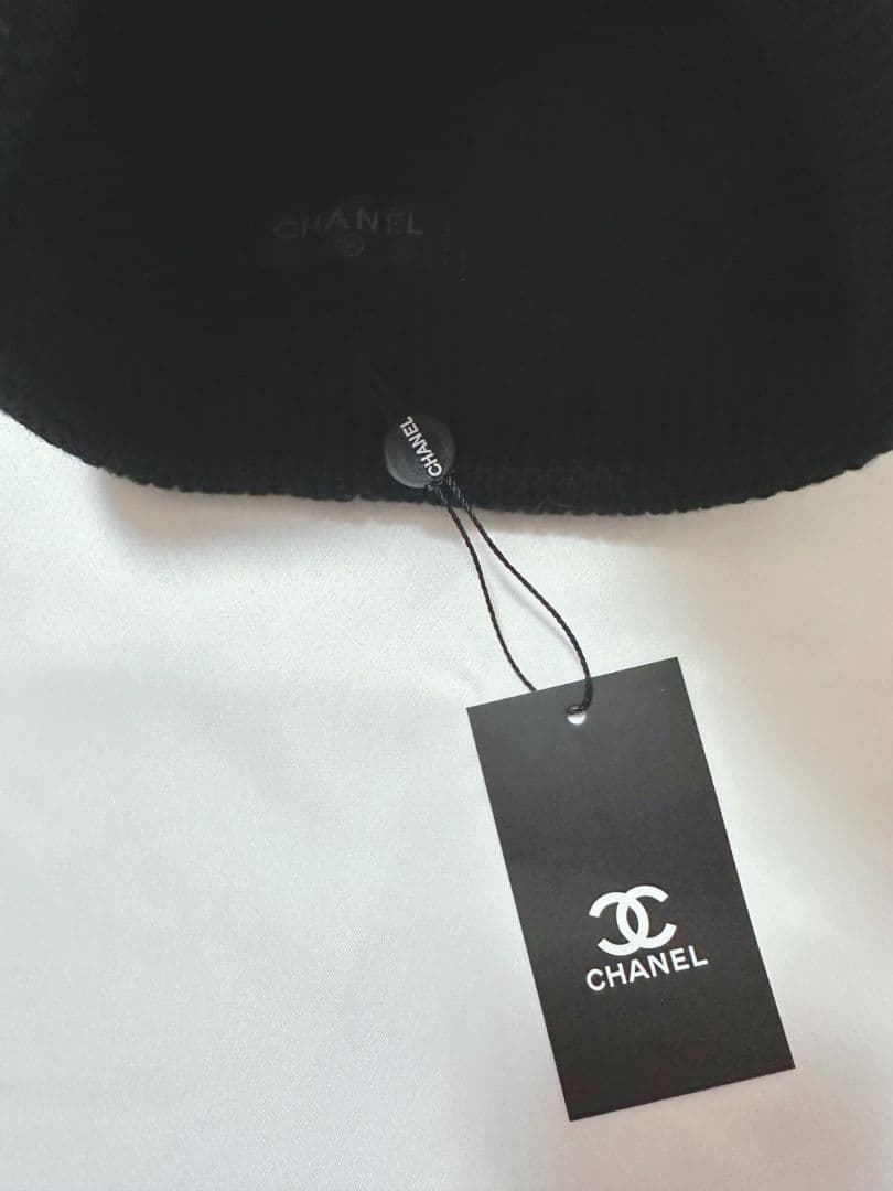 CHANEL ブラック ニット帽 新品タグ付き