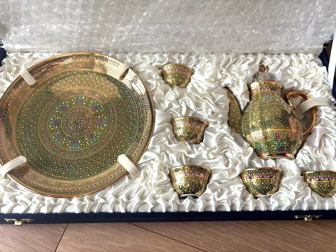 タイ高級陶磁器　ベンジャロン焼き　茶道具セット 多色装飾