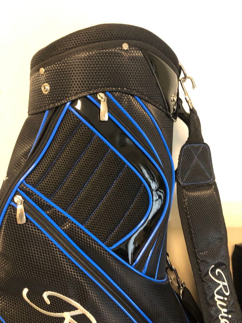 【送料込み】美品　リビエラ　キャディバッグ　青　黒　ゴルフバッグ