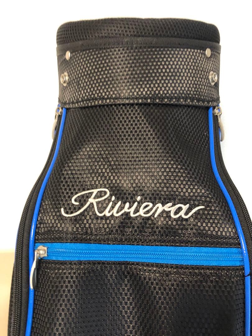 【送料込み】美品　リビエラ　キャディバッグ　青　黒　ゴルフバッグ