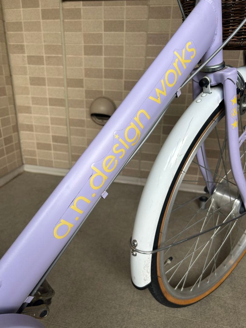 美品　子供用自転車 ラベンダー 24インチ カゴ付き