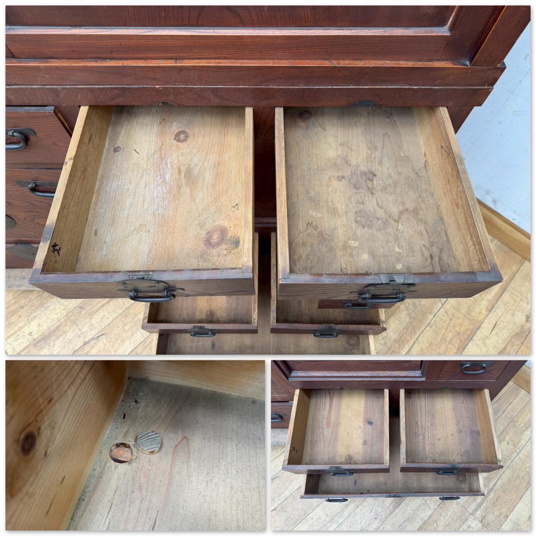 T1572☆水屋　食器棚　和箪笥　和家具　アンティーク　大型　時代箪笥　大正時代