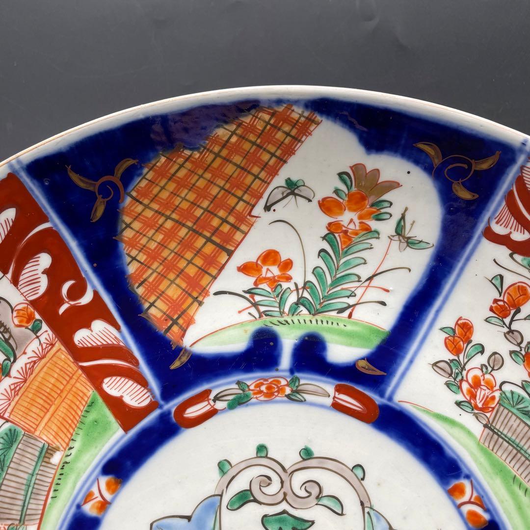 伊万里・有田焼　明治時代　色絵大皿　金彩　飾り皿　40cm