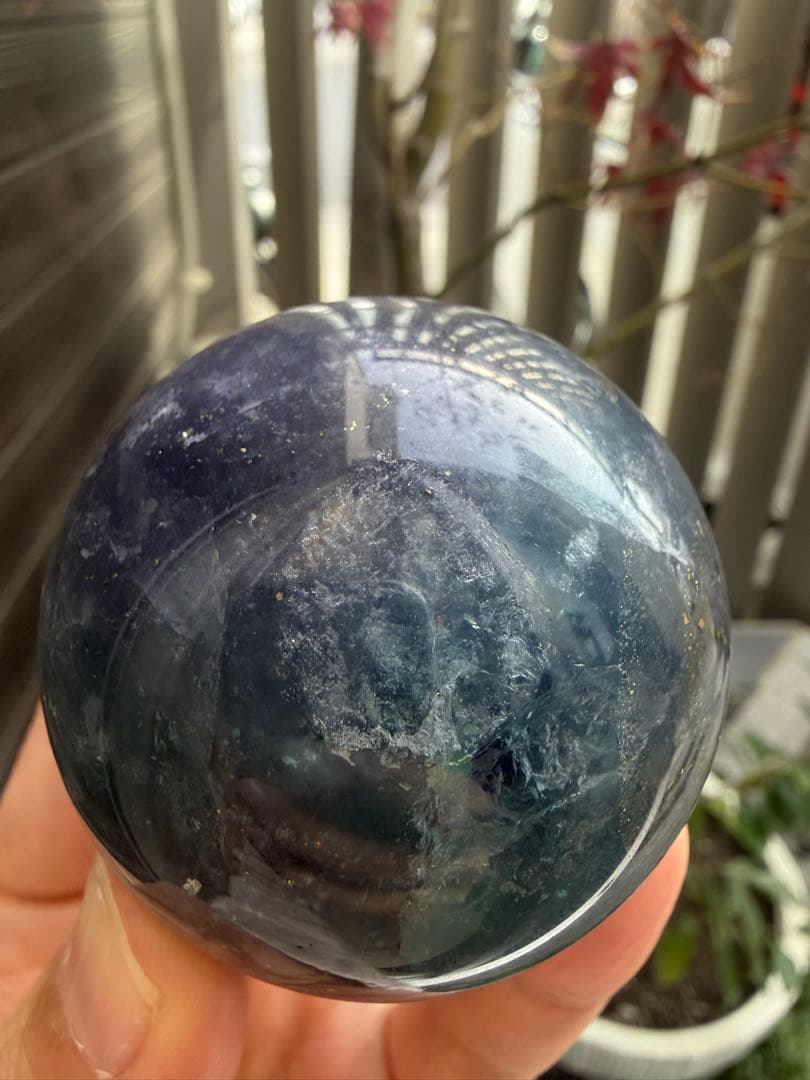 【希少】ナイジェリアフローライト　スフィア　フローライト　天然石　パイライト共生