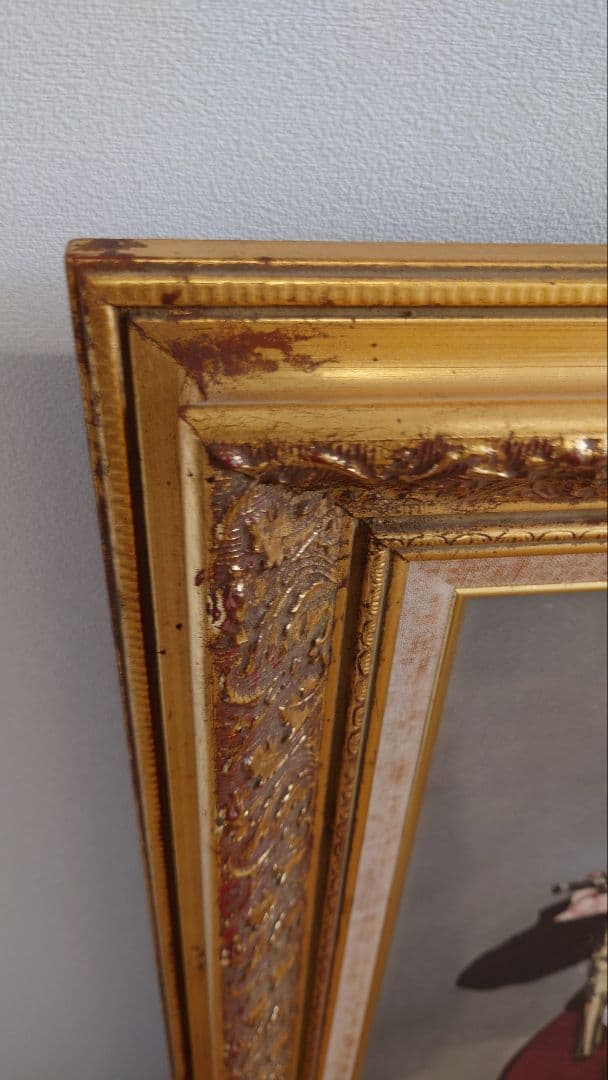 【中古品】マネ「笛を吹く少年」　油彩　複製画額　豪華額装