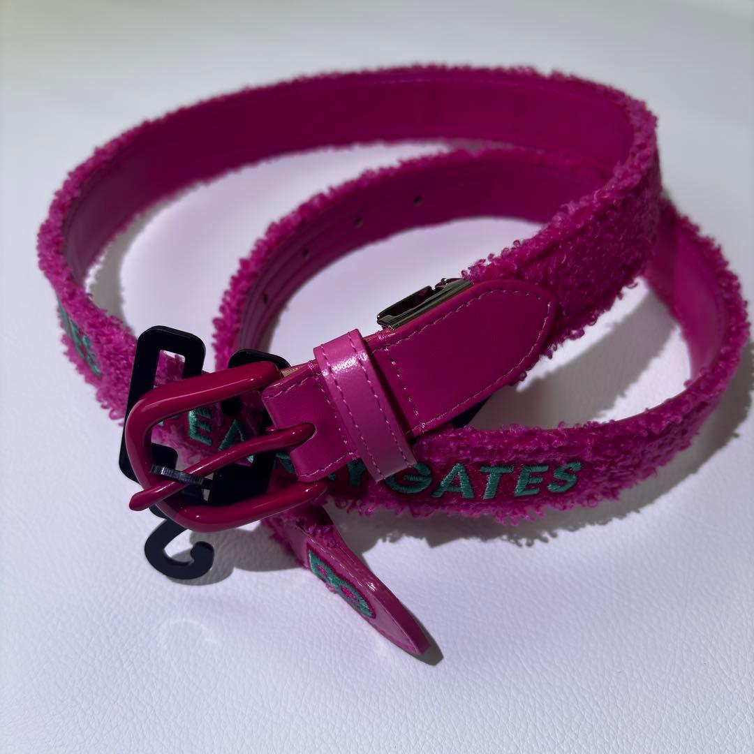 【新品】パーリーゲイツ　レディースゴルフベルト　ピンク　ボアベルト　刺繍ロゴ