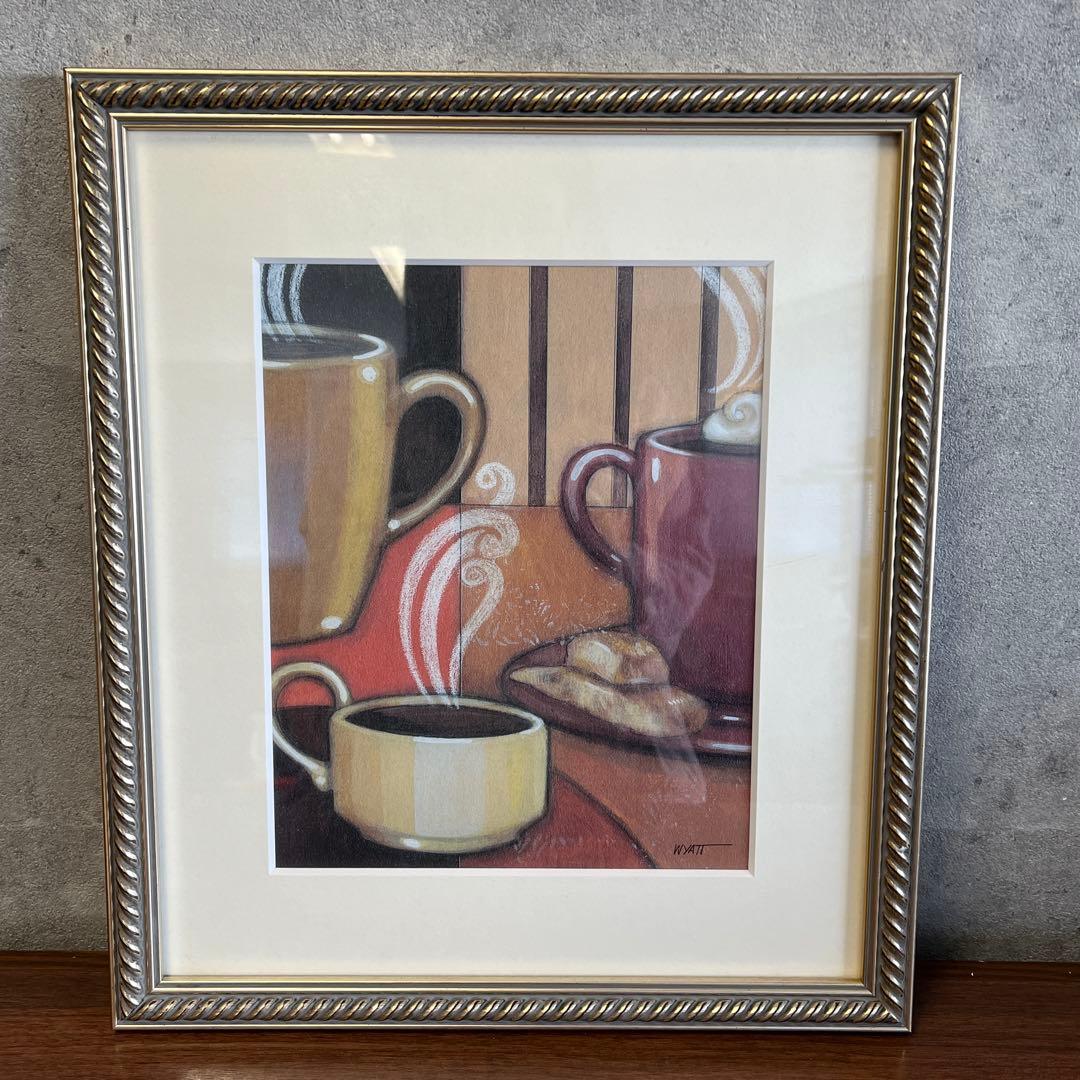 コーヒーカップアート 3点セット シルバーフレーム　インテリア