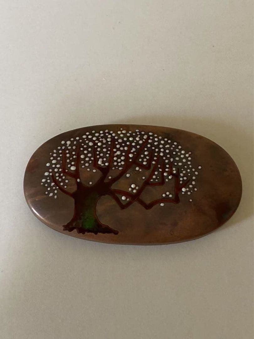 銅制珐琅树形楊枝入盒子 唐物 年代不明 中古美品 骨董品