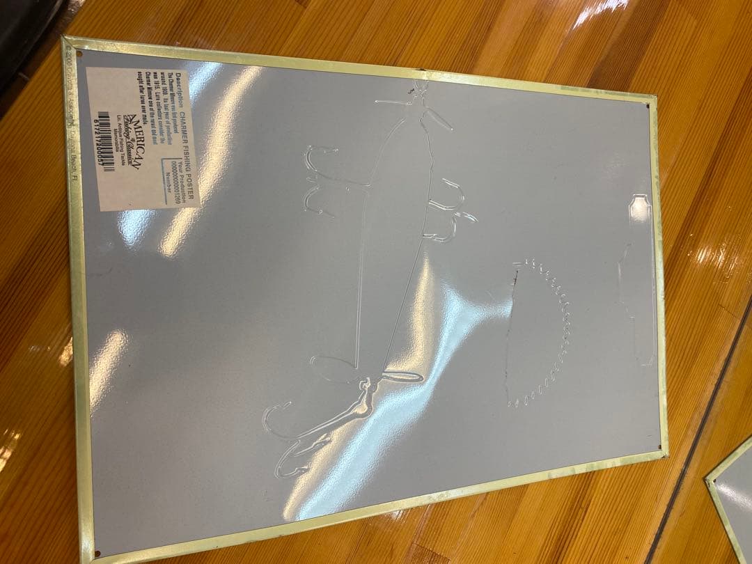 CHARMERルアーブリキ看板とバスのイラストセット　ブラックバス　ヘドン