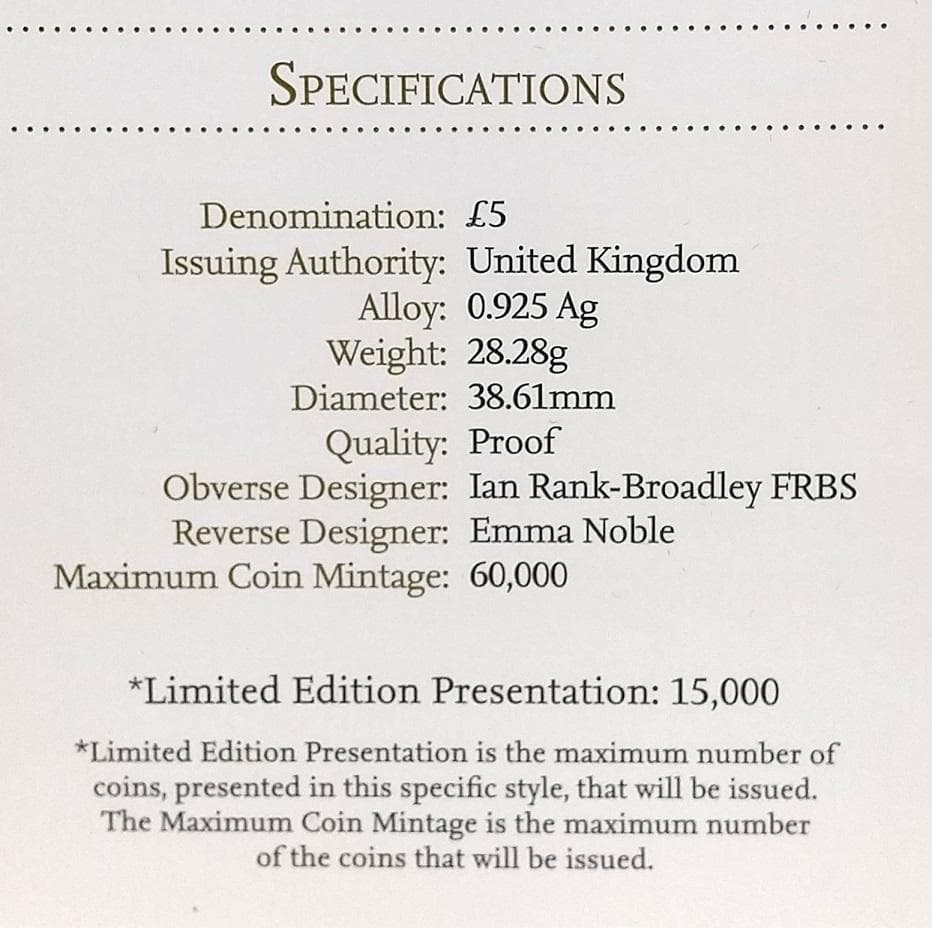 僅か7枚のPF70 2013年 イギリス クラウンジュエル 5ポンド銀貨 王冠