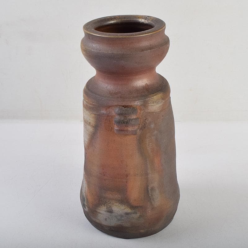 備前焼　金重窯　金重陶弘造　耳付花入　堀内宗完(兼中斎)極め箱　M　R9453