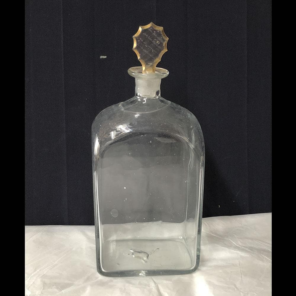 e1926 古ガラス ガラス瓶 金彩 ボトル (参考資料 白洲正子 貯蔵品)