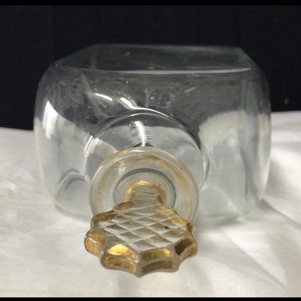 e1926 古ガラス ガラス瓶 金彩 ボトル (参考資料 白洲正子 貯蔵品)