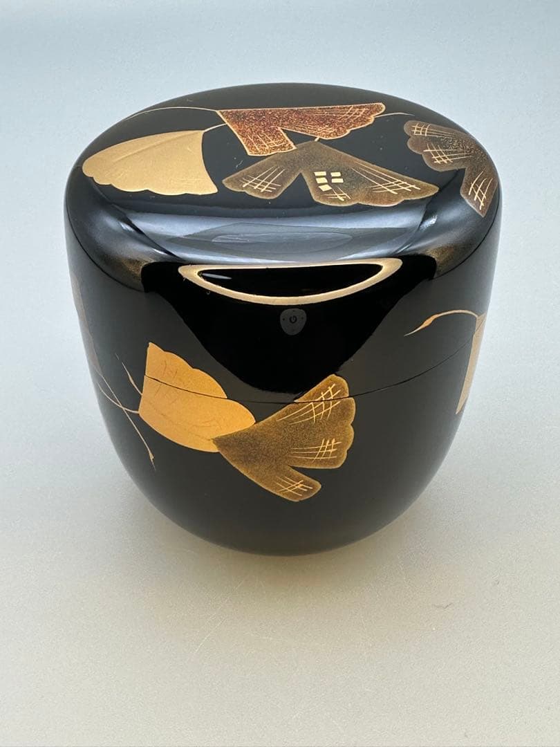 茶道具　棗　東恒博　銀杏蒔絵棗