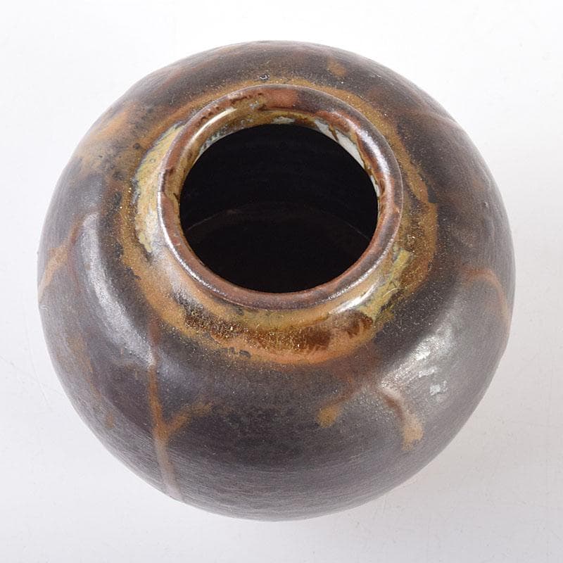 茶道具　高取焼　高取丸壺茶入　仕覆付　在銘　時代箱　V　6881