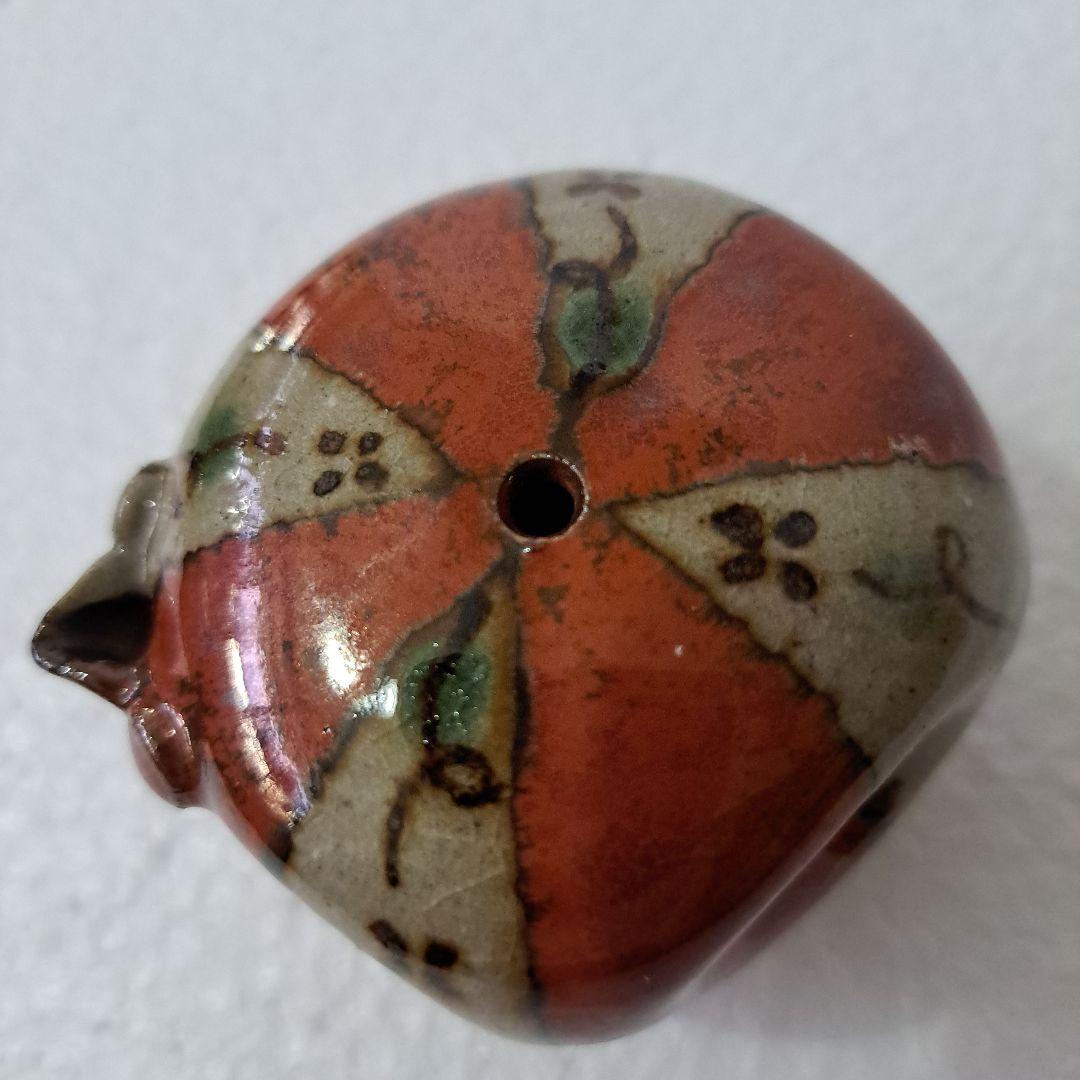 書道具　水滴　赤絵草図　　エクボ持ち手　名刻印