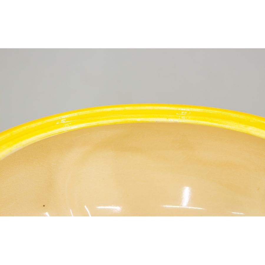 加賀瑞山 作 堀内宗完 兼中斎 絵書付 花押 黄交趾釉 捻梅平水指 共箱 茶道具